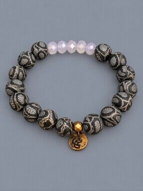 3/$30 Vintage CG Gray Snakeskin Rubber Beaded Stretch Bracelet